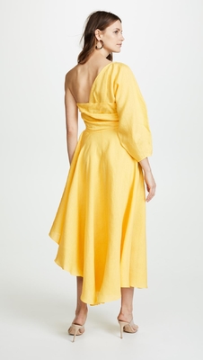 Fashion Asymmetrical Clothing One Shoulder With Long Sleeve Woman  Maxi Dress Summer